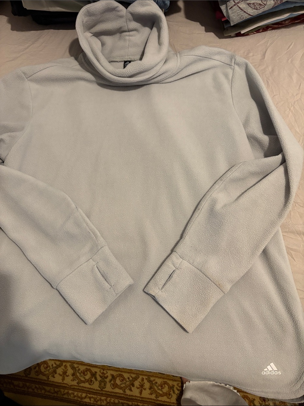 adidas Men’s Light Gray Turtleneck Fleece Pullover